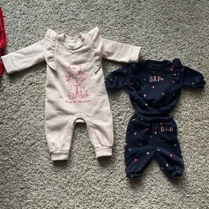 Gap Baby Vintage Soft Ruffle Logo Sweat Set & Paddington Soft Footless One-Piece